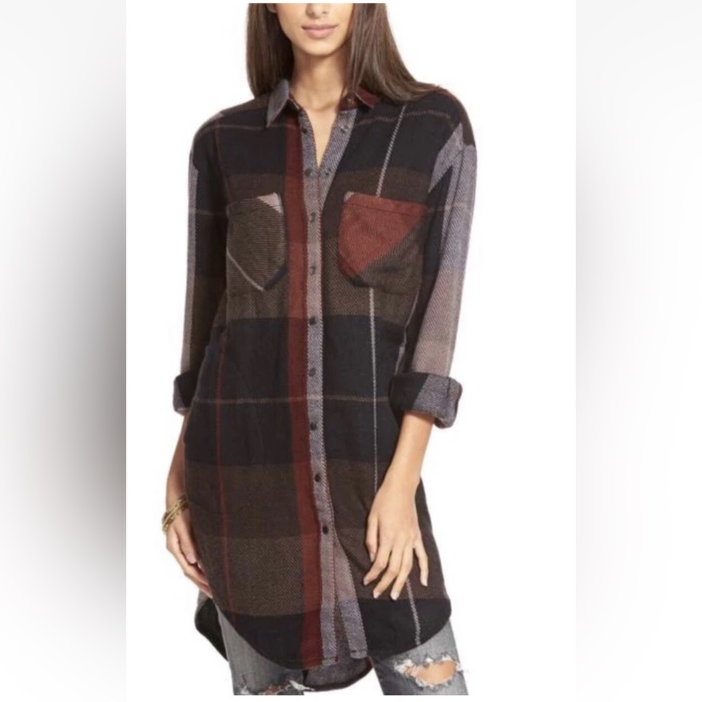 Free People Street Talk Plaid Shirt Dress Size Medium